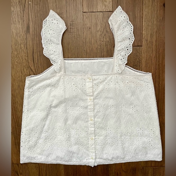 NWOT-DENVER HAYES White Eyelet Lace Tank Top XL Cotton Sleeveless Summer Boho - Picture 5 of 10